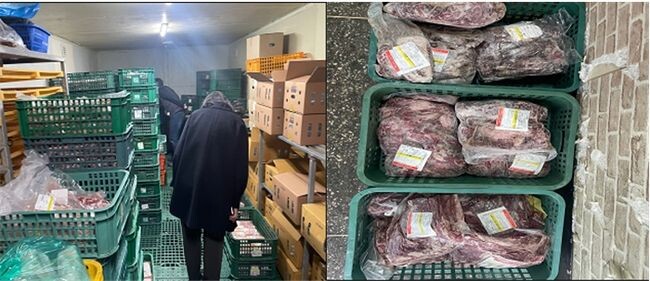 분쇄가공육 제조업체 점검, 유통기한 경과제품 적발 사진