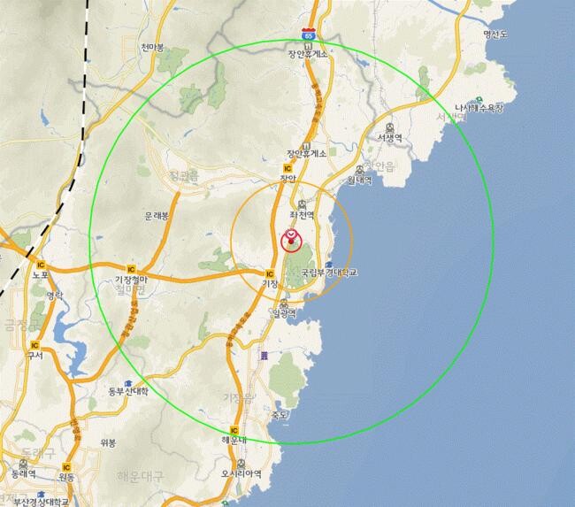 방역대 현황(500m, 500m~3km, 3km~10km)