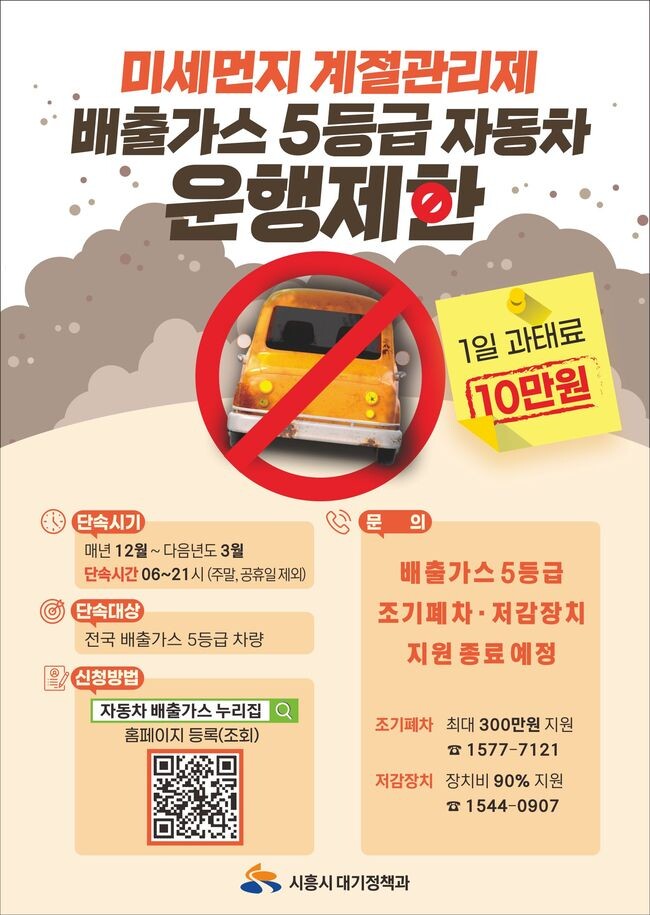 &lsquo;배출가스 5등급 자동차 운행제한&rsquo; 참여 당부