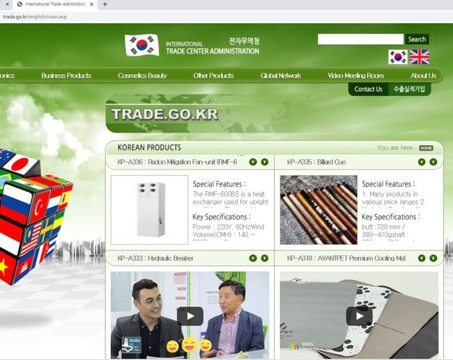 전자무역청 사이트 화면