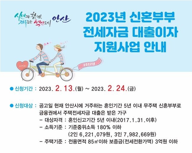 안산시 &ldquo;신혼부부 전세자금 대출이자 지원사업 신청하세요&rdquo;