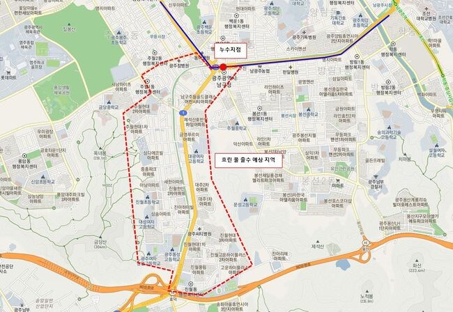 흐린물 출수 예상지역(남구 주월동 및 진월동 일원)