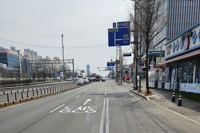 수지구가 동천역 인근 버스전용차로(동천동 764-6 일원)를 해제했다. (사진제공=용인시청)