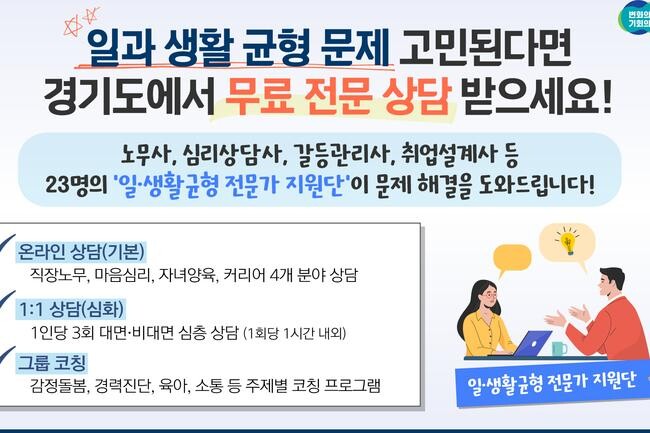 일과 생활 균형 문제 고민된다면&hellip;경기도에서 무료 전문 상담 (사진제공=경기도청)