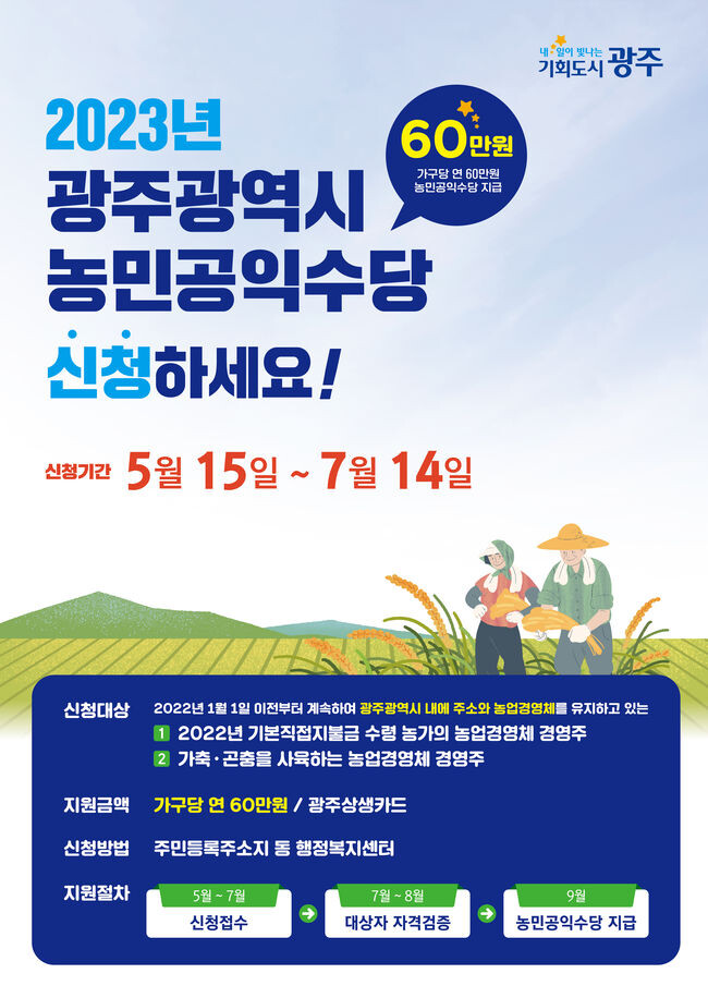 광주시, 농민공익수당 지급 포스터&nbsp;