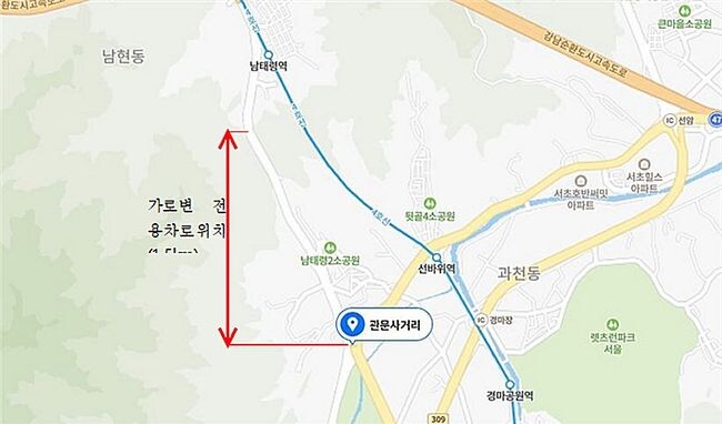 버스전용차로 확대 운영 구간 위치도