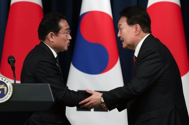 한일 양국 정부는 2023년 5월 7일 한일 정상회담에서 합의한 바에 따라, 후쿠시마 제1원전의 오염수관리 현황점검을 위해 우리 전문가 시찰단을 오는 21일부터 26일까지의 일정으로 파견하기로 했다. 사진은 지난 5월 7일 윤석열 대통령과 기시다 총리의 공동 기자회견 모습 (청와대 제공) 