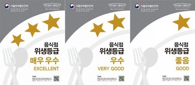 음식점 위생등급 표시