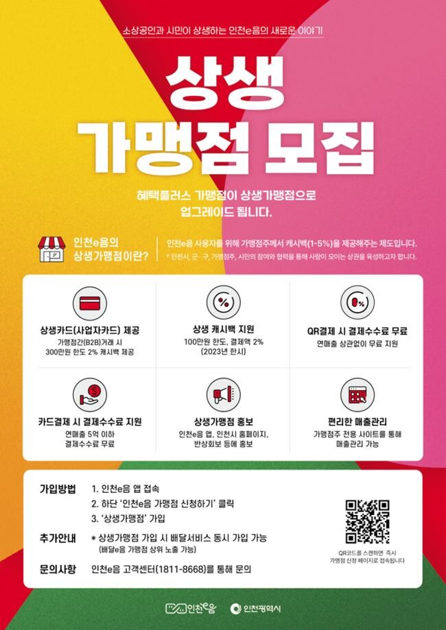 상생 가맹점 모집 포스터&nbsp;