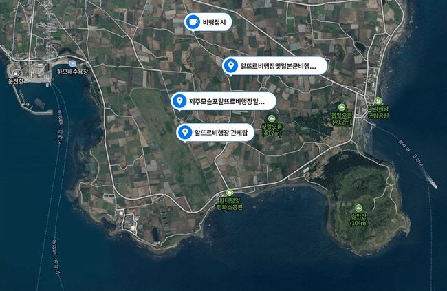 <span contenteditable="true">서귀포시 대정읍 소재 제주 알뜨르 비행장 일대 모습 (네이버 지도)