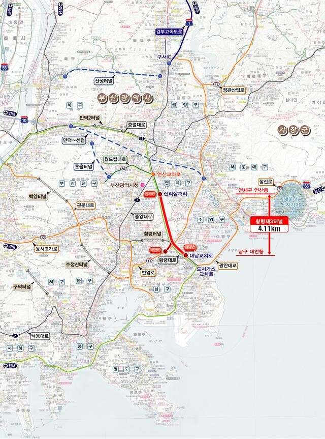 &nbsp;황령3터널 도로개설사업 위치도&nbsp;
