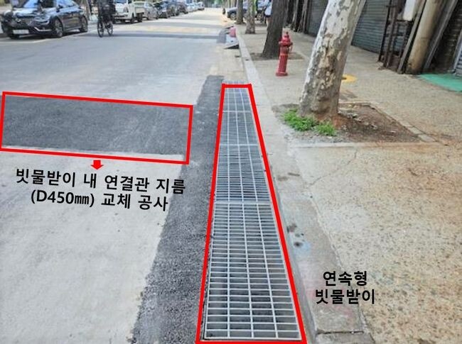 연속형 빗물받이 설치 사진 