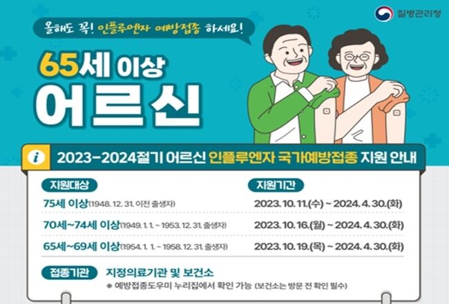 인플루엔자 예방접종 포스터 (65세 이상 어르신 대상)