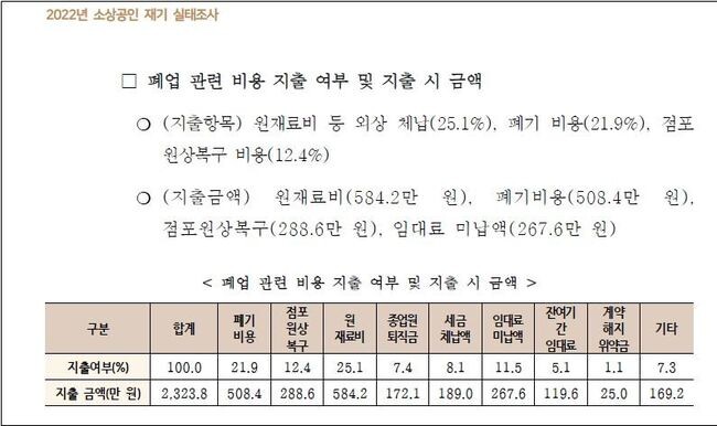 2022년 소상공인 재기 실태조사