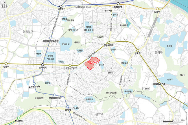 상도동 242번지 모아타운 대상지 위치도