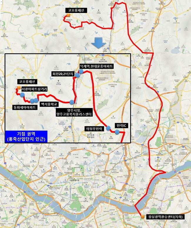 1304번 노선 운행도