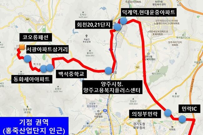 1304번 주요 노선도