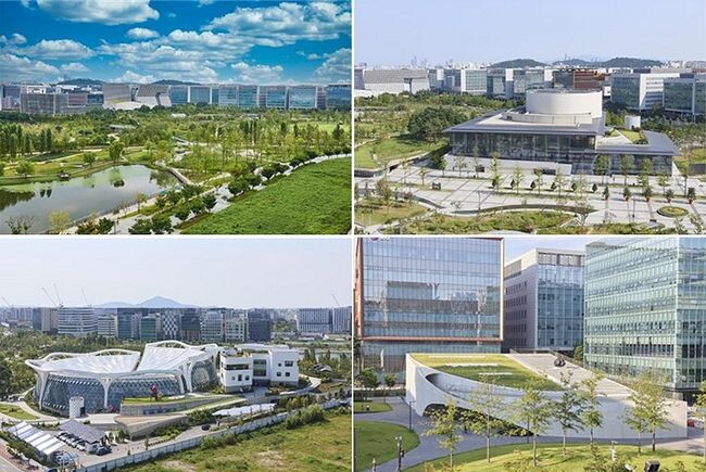 사진 왼쪽 위에서부터 시계 방향으로 마곡산업단지 전경, LG아트센터, 스페이스K, 서울식물원&nbsp;
