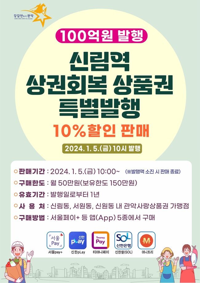 신림역 상권회복 상품권 포스터&nbsp;