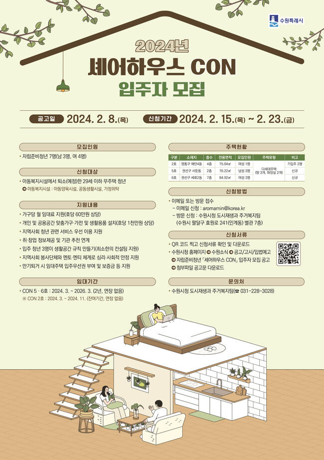 자립준비청년 셰어하우스 CON 입주청년 모집 홍보물