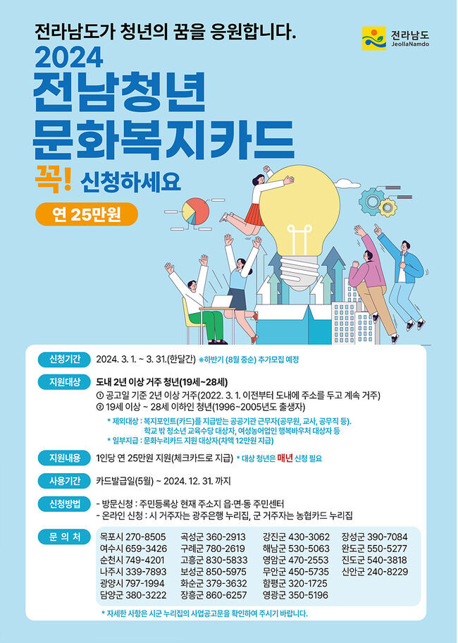 전남청년 문화복지카드 홍보물