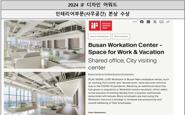 부산형 워케이션 거점센터 수상 내역