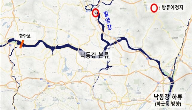 환경부와 한국수자원공사는 13일 오후 낙동강 지류 하천인 밀양강에 어린 연어 30만 마리를 방류했다고 밝혔다.