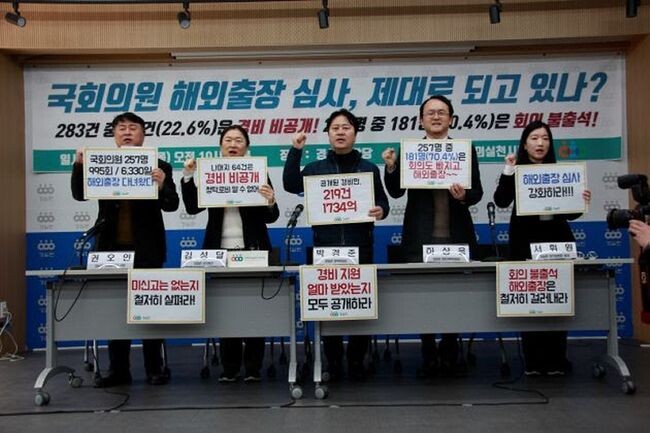 경실련, 21대 국회의원 해외출장 심사 실태발표&nbsp;