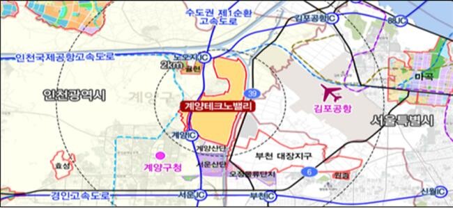 수도권 주택공급 및 서민 주거안정을 위해 추진 중인 3기 신도시 가운데 &lsquo;인천계양 테크노밸리 공공주택지구&rsquo;가 3월 29일 주택건설공사에 착공한다. 인천계양지구 위치도.