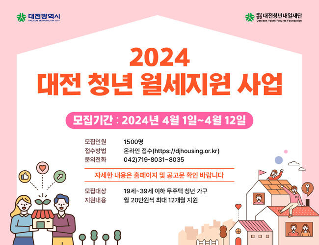 2024년 대전 청년 월세지원 신청자 모집