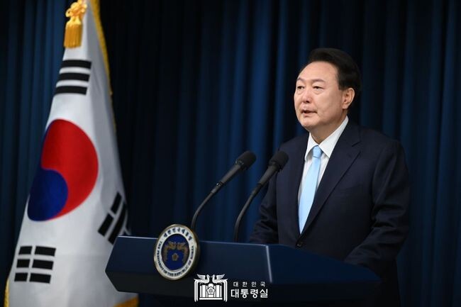 윤석열 대통령이 1일 서울 용산 대통령실에서 대국민 담화 '국민께 드리는 말씀'을 발표하고 있다. (사진=대통령실 제공) 