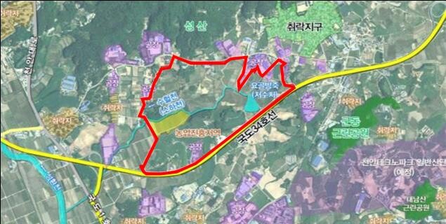 천안 군서 일반산업단지 구역계 현황.