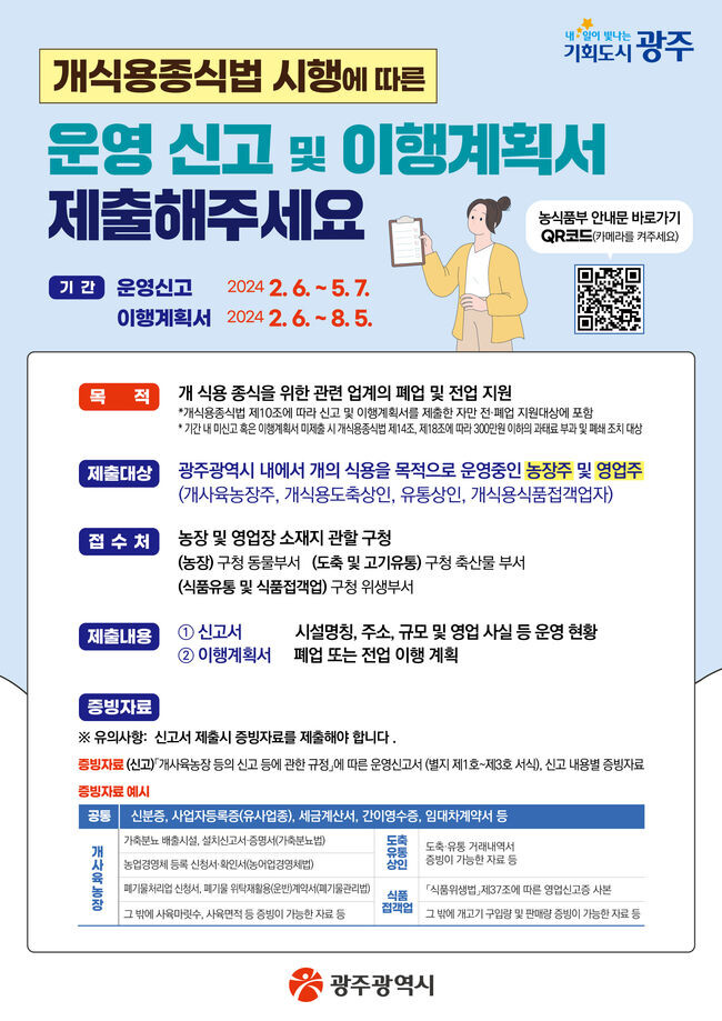 광주시, 5월7일까지 ‘개식용 업종’ 운영신고