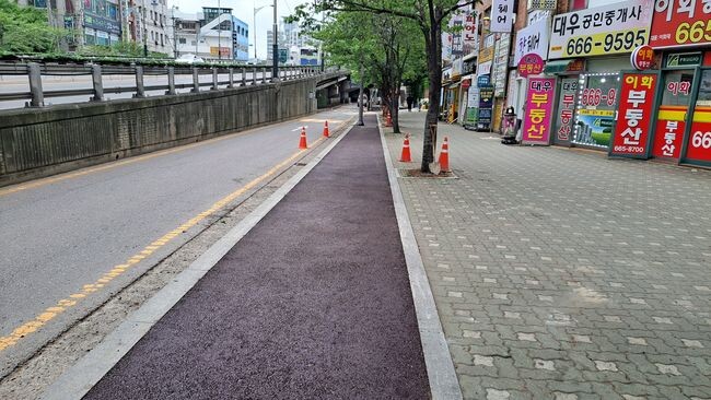 자전거도로 노면포장 정비 완료(중동역 일원)