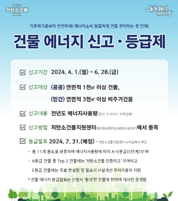 ‘건물 에너지 신고․등급제’ 사업 홍보 안내문
