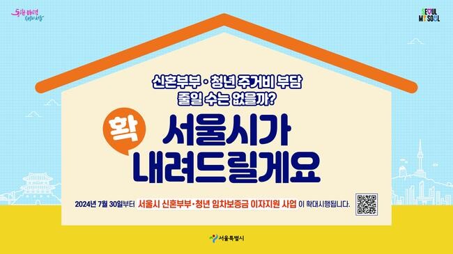 서울시는 ‘신혼부부 임차보증금 이자지원’ 사업을 개선, 혜택을 대폭 확대키로 했다고 밝혔다. 
