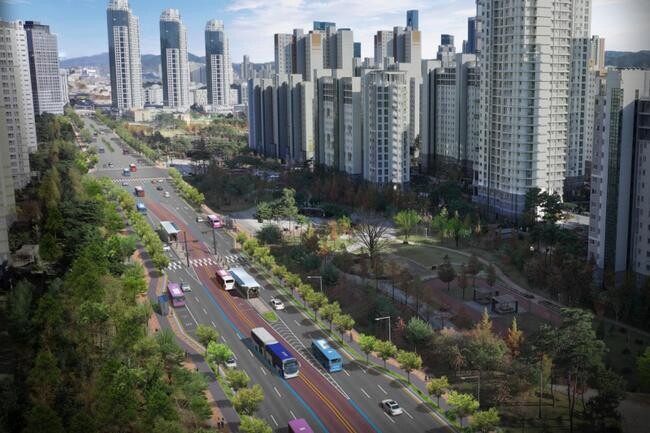간선급행버스체계(BRT) 중앙 전용차로 조감도