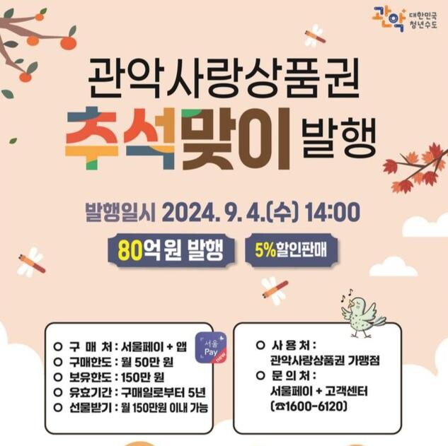 관악사랑상품권 발행 홍보 포스터