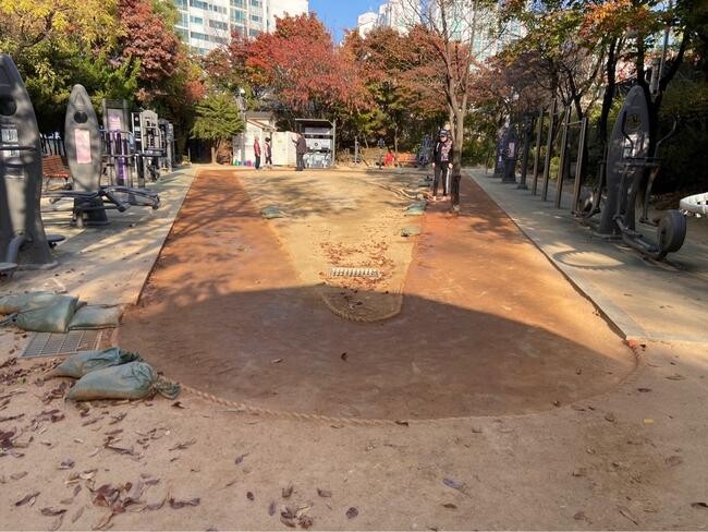 서울 마포구(구청장 박강수, 이하 '구'라 함.)는 도화동 353-7 도화동 쉼터에 길이 약 60미터(m)의 순환형 맨발 황톳길을 만들었다.