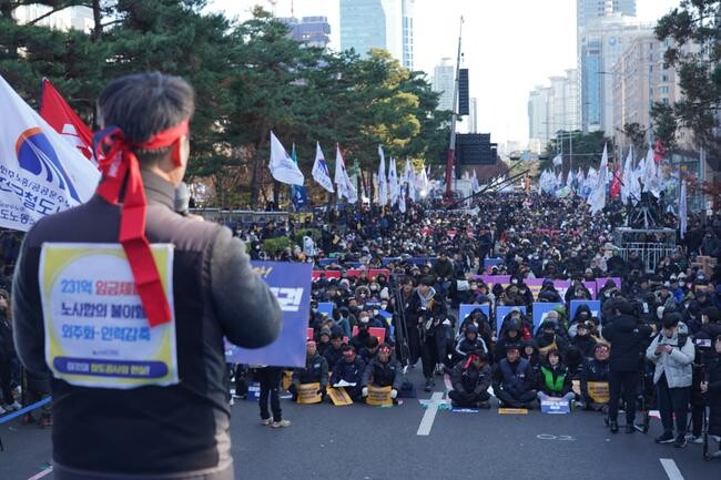 철도노조는 7일 &nbsp;서울 여의도 국회의사당 앞에서 제1차 상경투쟁을 개최했다. (사진=철도노조)&nbsp;