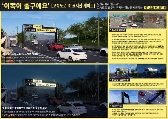 제13회 도로경관디자인 대전 대학부 대상 수상작 – 고속도로 IC 표지판 게이트