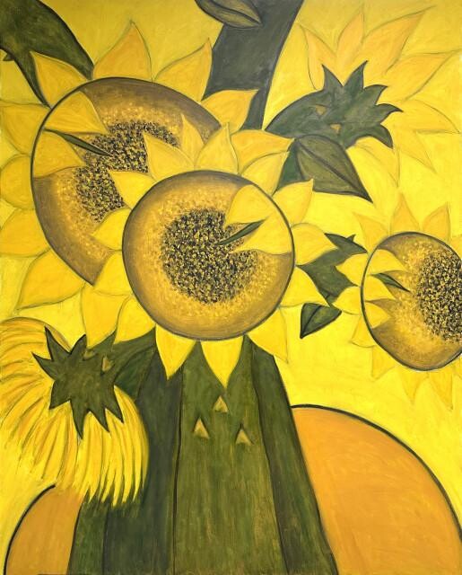 전시 대표작품 `Sunflowers in Yellow`, Oil on Linen, 160.2x130.3cm, 2024