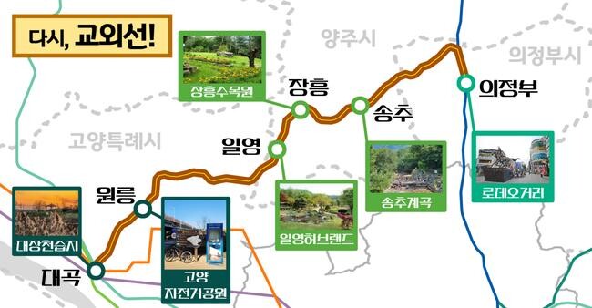 국토교통부는 경기 고양시, 양주시, 의정부시를 잇는 중추 동서 철도인 교외선의 대곡역~의정부역(1호선) 구간에서 1월 11일(토) 06시 의정부발 무궁화호 열차를 첫 차로 운행을 시작한다고 밝혔다.