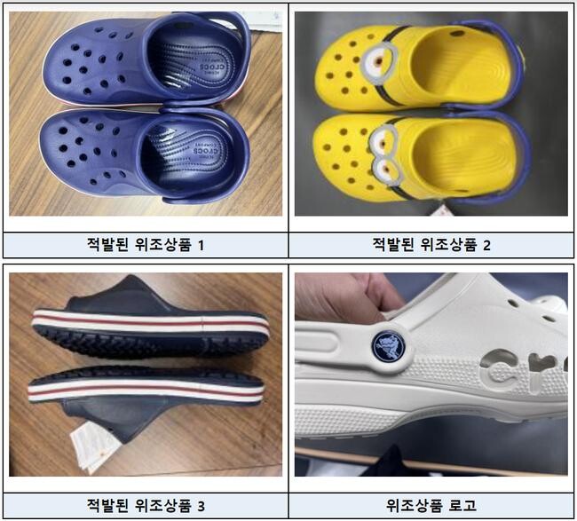 적발된 위조상품 관련 사진