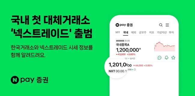 네이버페이(대표이사 박상진)가 4일 출범하는 국내 첫 대체거래소(ATS)인 `넥스트레이드(NXT)` 시세 정보를 네이버페이 증권 서비스에서도 제공한다.