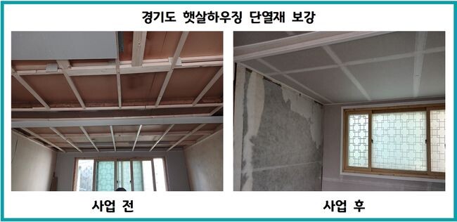 단열재 보강 전후 사진(2024년 햇살하우징 지원 사례)