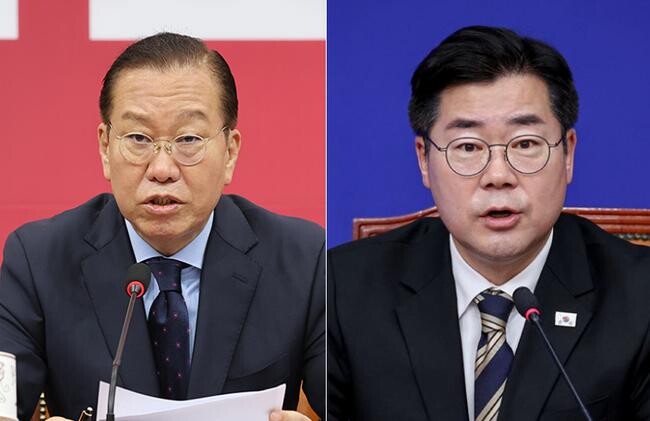 국민의힘 권영세 비상대책위원장, 박찬대 상임총괄선대위원장