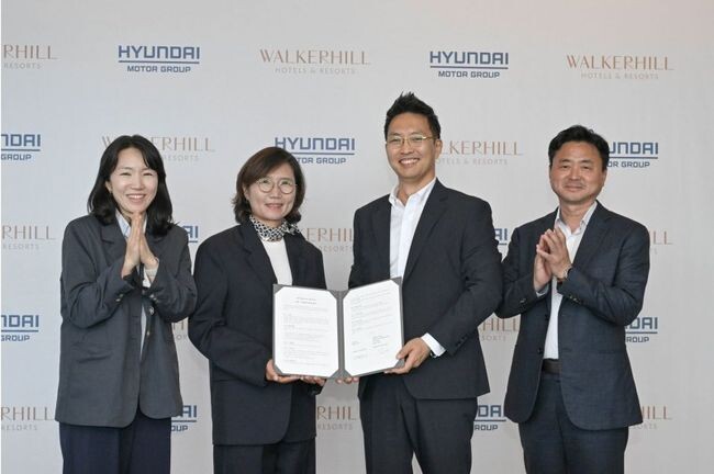 현대자동차 · 기아와 워커힐은 20일(화) 그랜드 워커힐 서울 호텔(서울시 광진구)에서 모빌리티 친화 호텔 조성을 위한 업무협약을 체결했다.