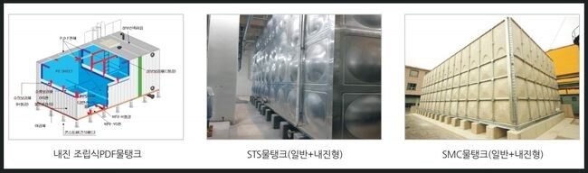 주요 물탱크의 종류 (자료출처 : 베셀 제품 카달로그)