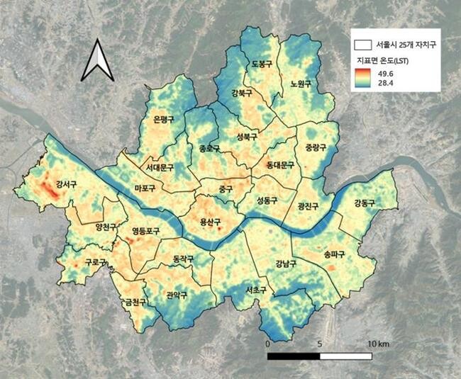 랜샛 영상 분석에 의한 서울시 25개 자치구의 지표면 온도